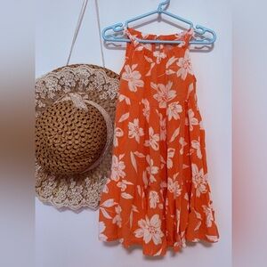 George Orange Floral Kids Casual Dress